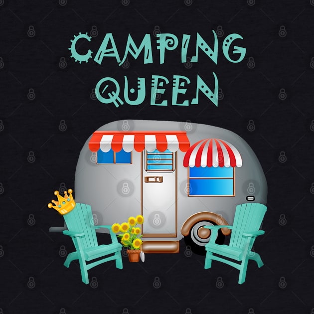 Camping Queen Funny Camper Shirt Gift. Funny camper graphic design with the quote, CAMPING QUEEN by tamdevo1